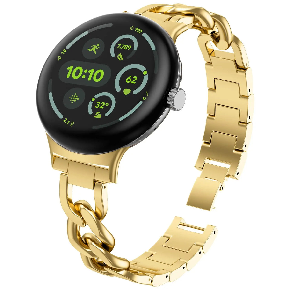 Gold Google Pixel Watch 5, 4 and 3 Chain Link Stainless Steel Band