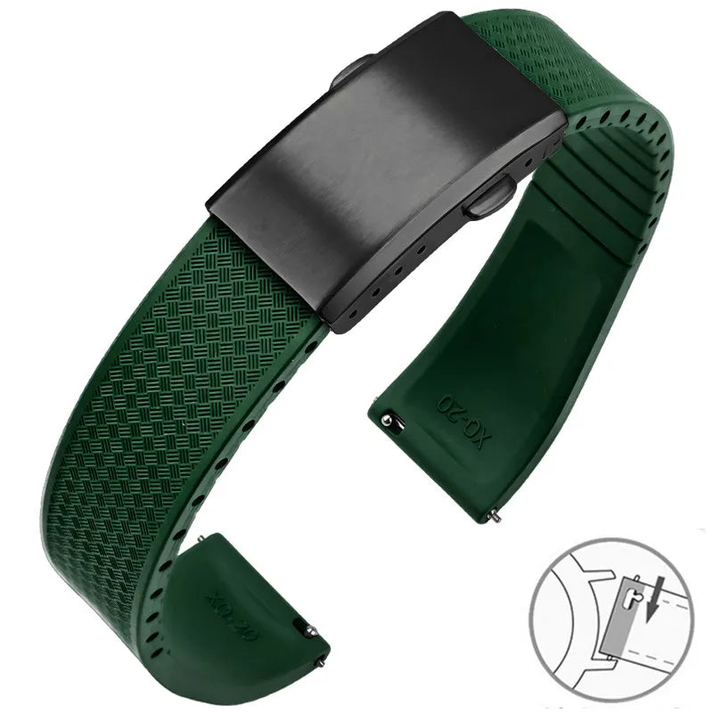 Garmin FKM Rubber Band in Green with Black Clasp