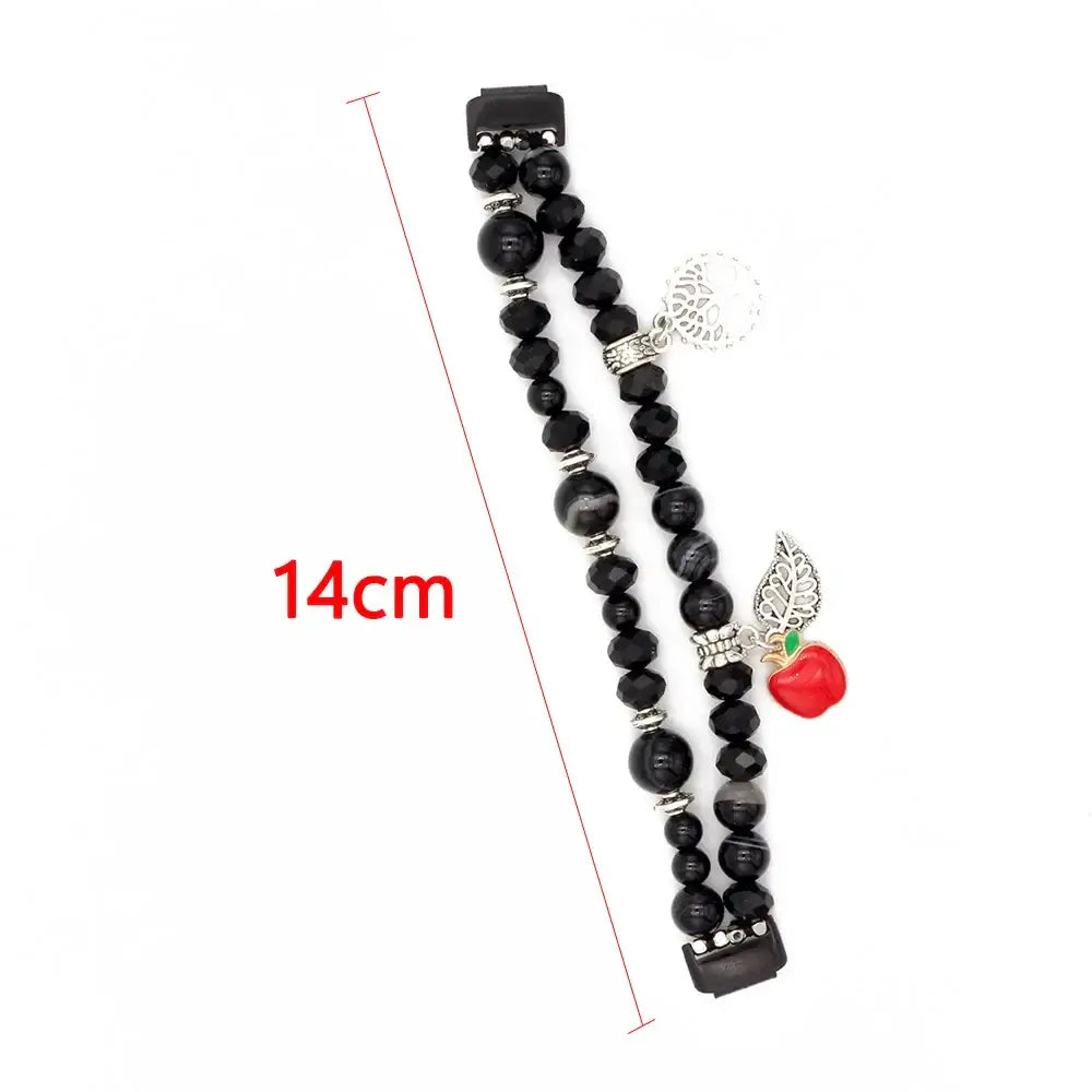 Fitbit Inspire 3 Double-Strand Beaded Charm Band - Black band length diagram
