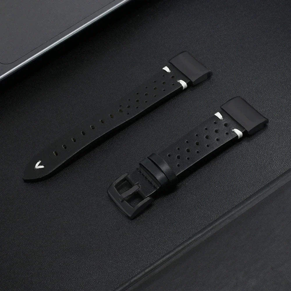 Garmin QuickFit Perforated Leather Band in Black / Black