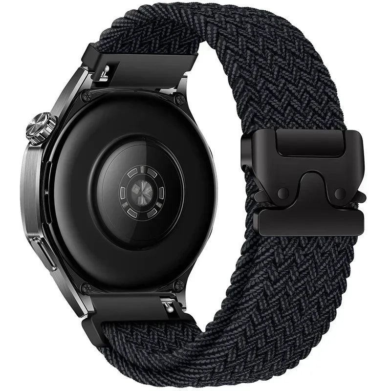 Braided Nylon Clasp Band for Polar – Black Herringbone