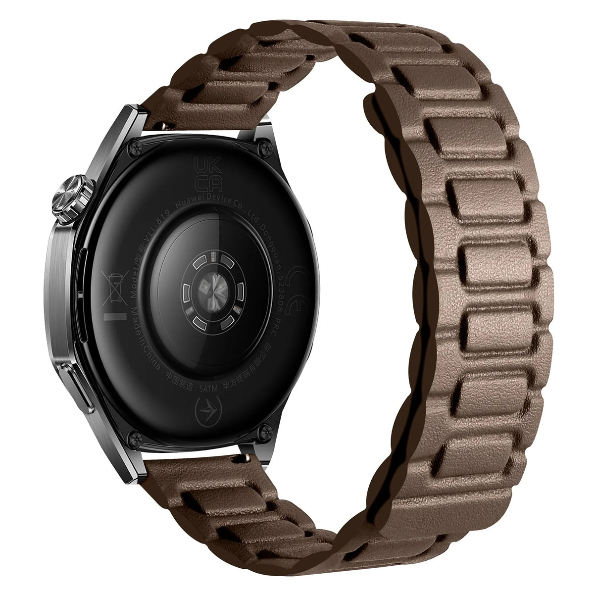 Dark Brown Garmin 18/20/22mm Quick Release Magnetic Leather Link Band