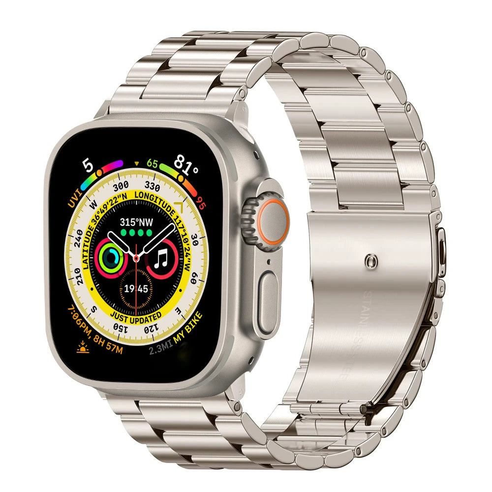 Starlight three-link bracelet front view for Apple Watch