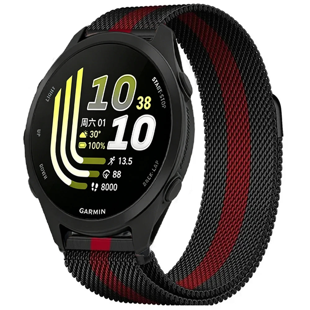 Black / Red Garmin 20/22mm Quick Release Magnetic Milanese Band