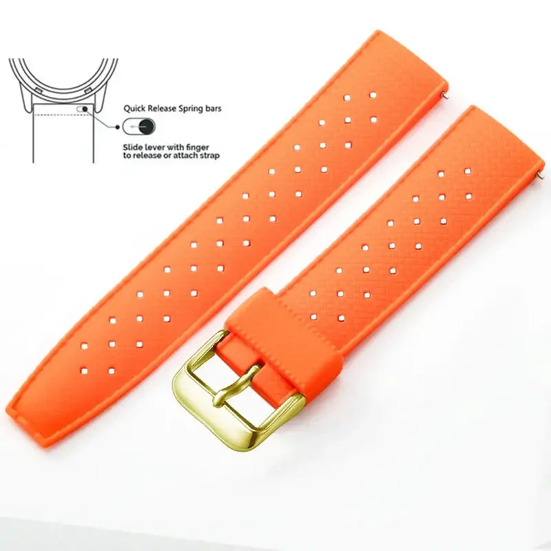 Tropic Silicone Band for Amazfit – Orange / Gold Buckle (Option 3)