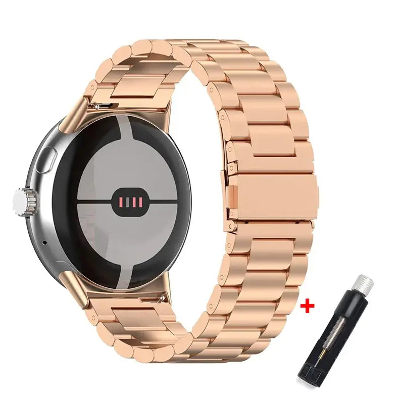 Classic Steel Link Google Pixel Watch Bracelet in Rose Gold