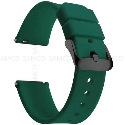 Garmin Curved-End Silicone Band in Dark Green with Black Buckle