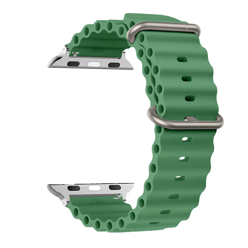 Ribbed Silicone Apple Watch Band - Solid & Two-Tone in Green