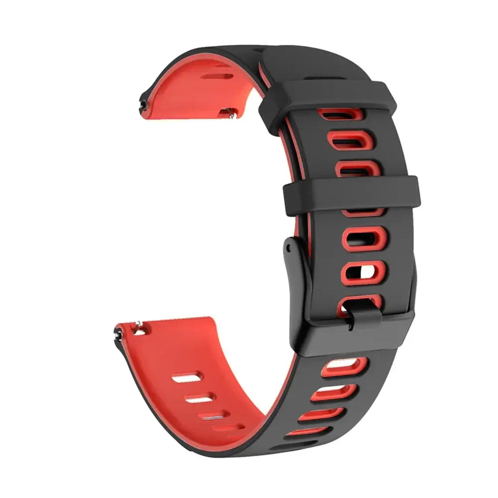 Amazfit Two-Tone Silicone Watch Band with Rectangular Holes - Black / Red