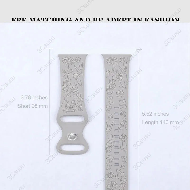 Garmin Rose Engraved Silicone Band — strap dimensions