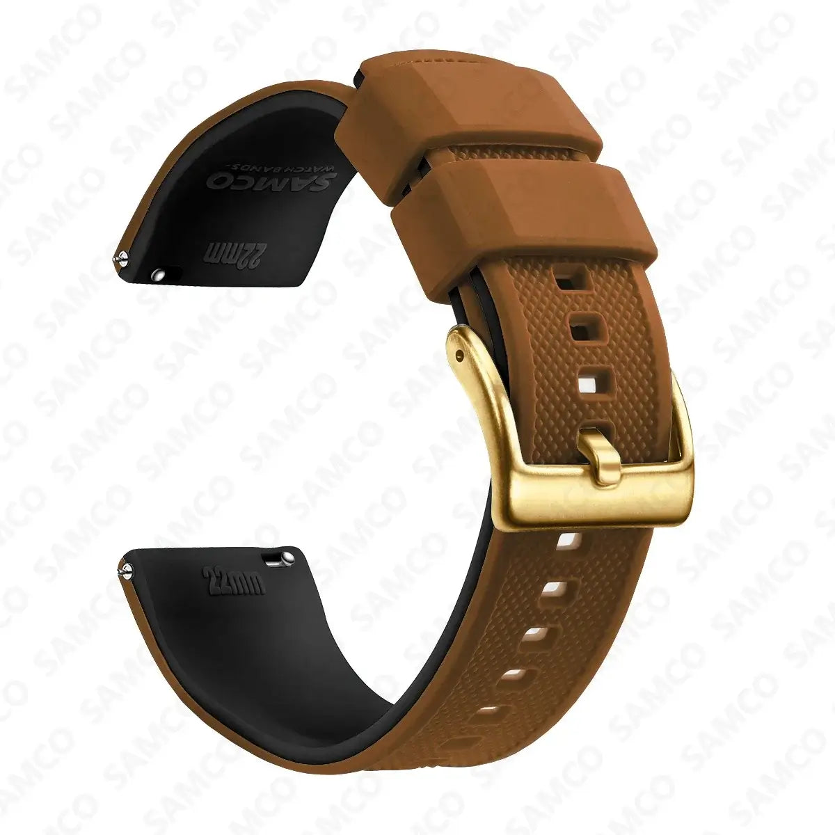 Amazfit Textured Silicone Band with Buckle Choices — Brown / Black / Gold Buckle