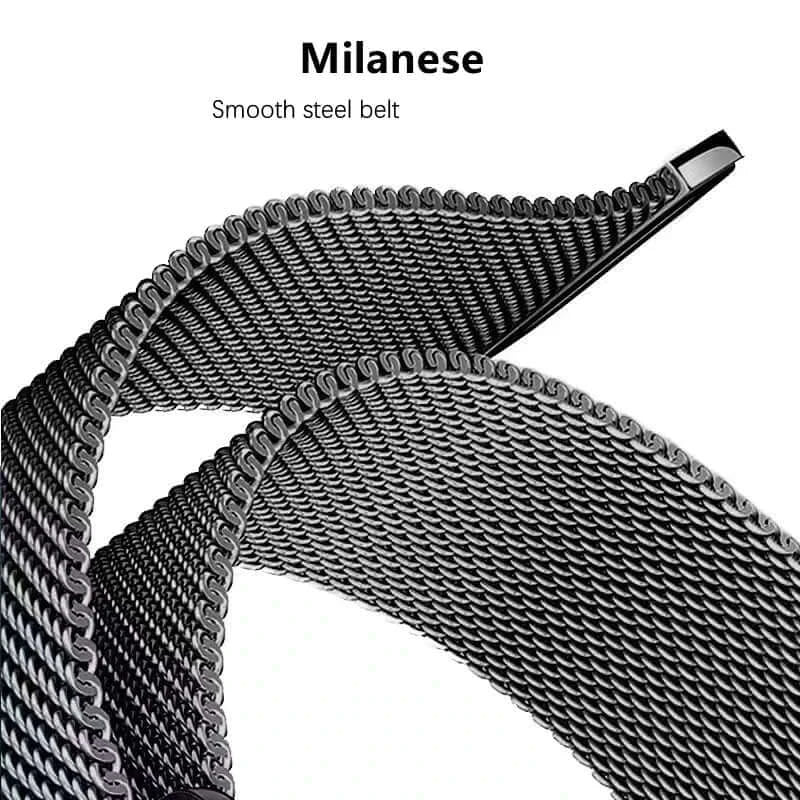 Garmin QuickFit Magnetic Milanese Mesh Band close-up of woven stainless steel mesh