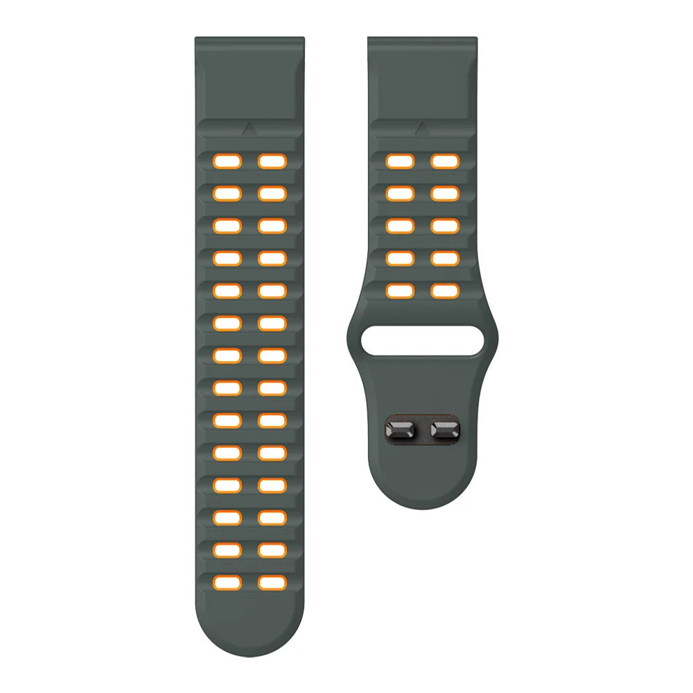 Carbon Gray / Orange Garmin QuickFit 22/26mm Perforated Silicone Band with Tuck Closure
