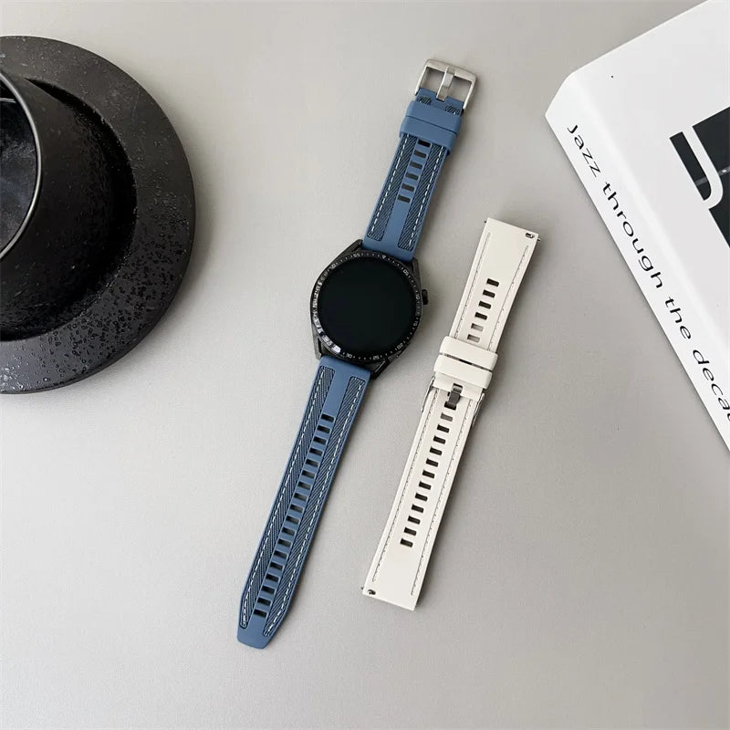 Textured Silicone Band for Motorola Moto — Blue and off-white straps