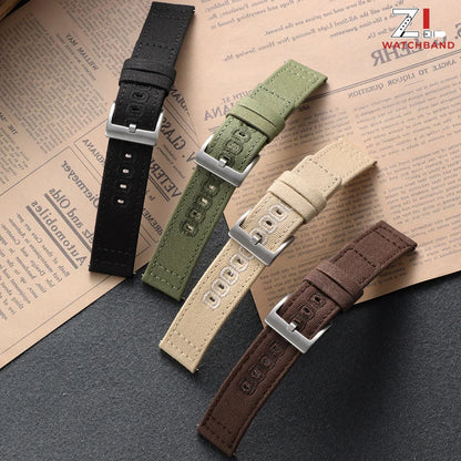 Garmin Stitched Canvas Nylon Band in black, army green and brown