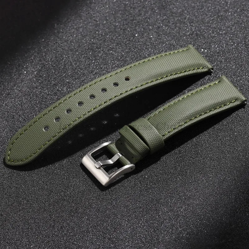Olive nylon band stitched edges for COROS – BandsCo Straps