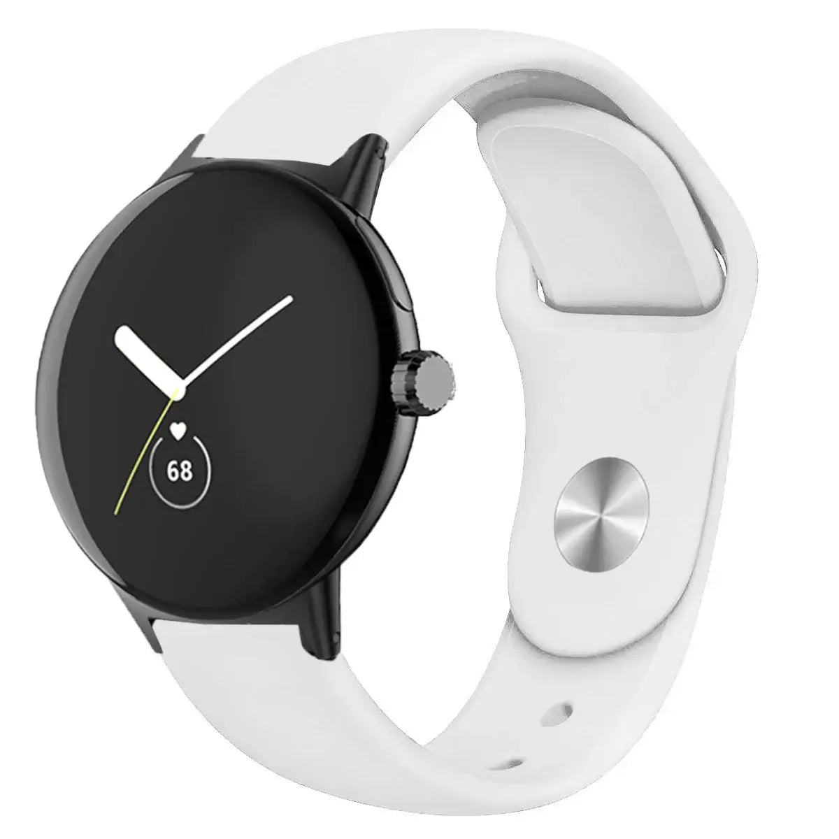 Round Stud Silicone Google Pixel Watch Band in White