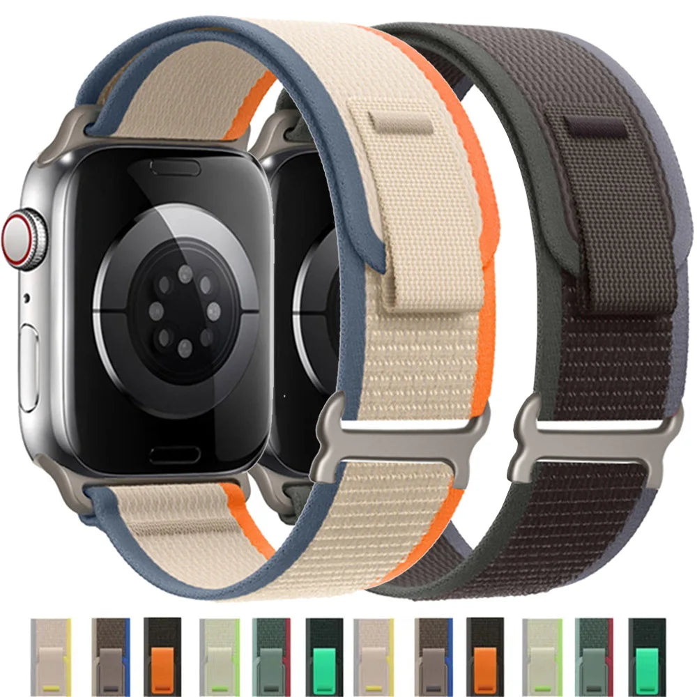 Three nylon trail loops with color preview strip for Apple Watch