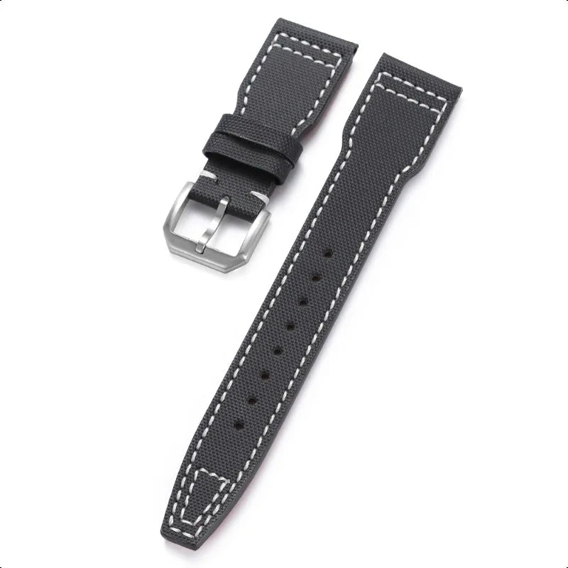 COROS Nylon Canvas Band with Stitching Options – Black / White Stitching