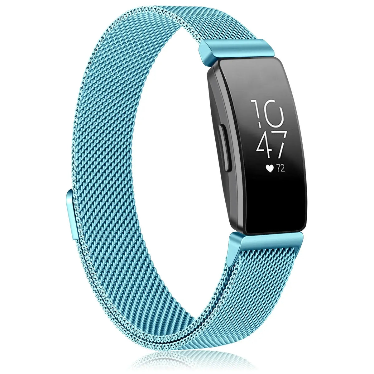 Fitbit Inspire 1/2/HR Magnetic Steel Mesh Band - Blue mesh band on tracker