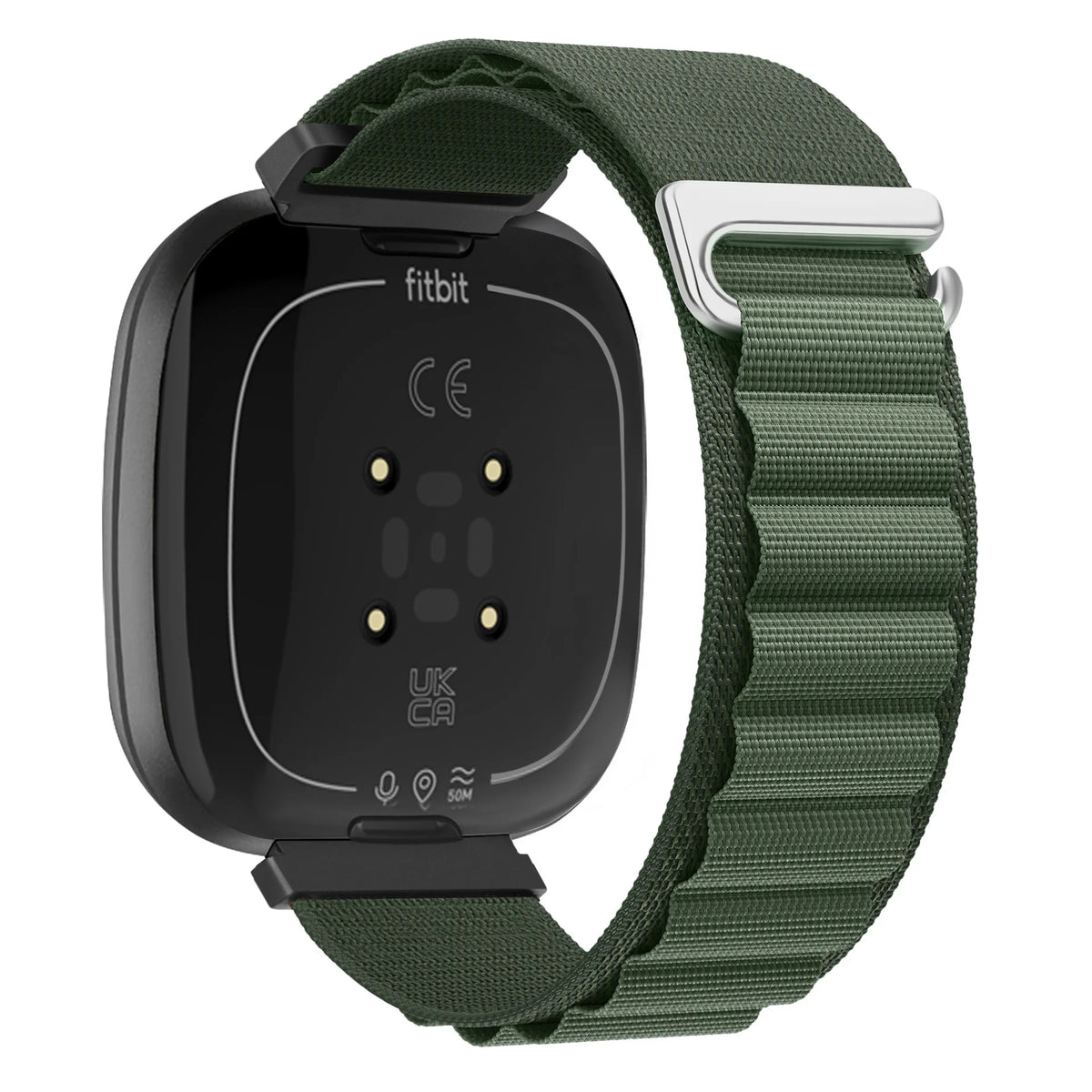 Olive Green Fitbit Versa 4, Versa 3, Sense 2 and Sense Alpine Loop Nylon Band