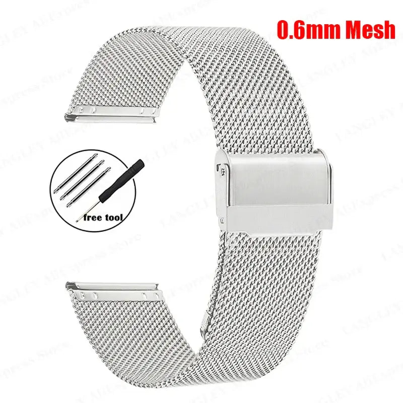 Samsung Galaxy Watch Milanese Mesh Clasp Band in 0.6mm Mesh / Silver