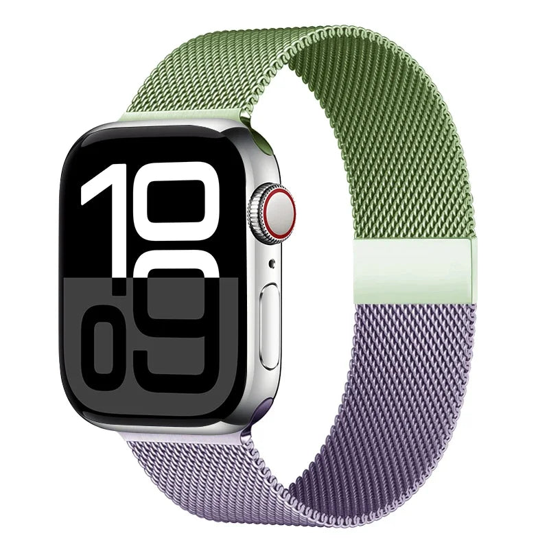 Colorful Milanese Mesh Apple Watch Band in Green / Purple