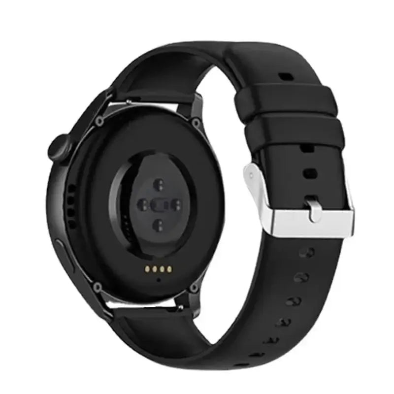 Amazfit Smooth Silicone Watch Band with Pin Buckle - Black band rear view on watch