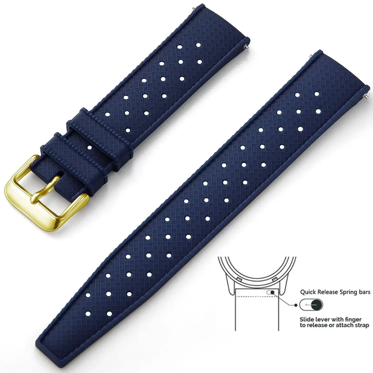Tropic Silicone Band for Amazfit – Navy Blue / Gold Buckle