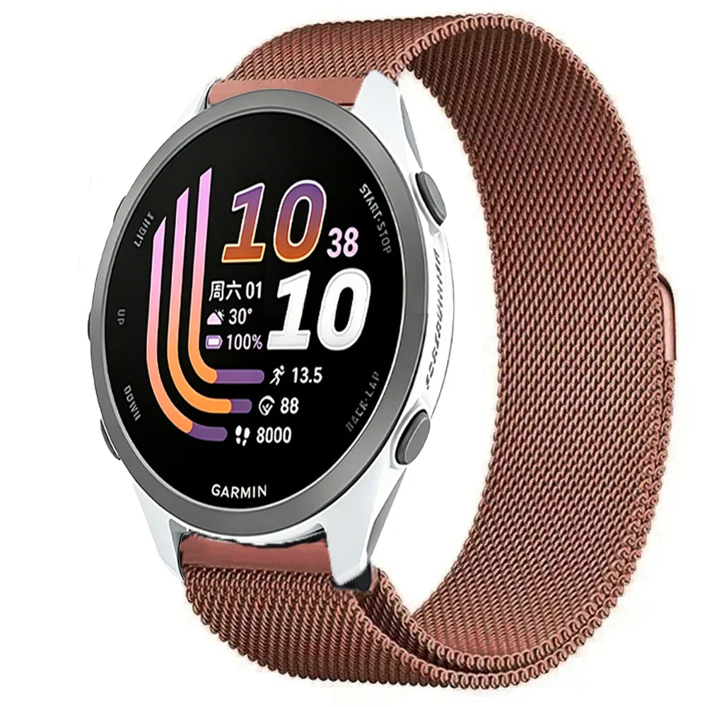 Brown Garmin 20/22mm Quick Release Magnetic Milanese Band