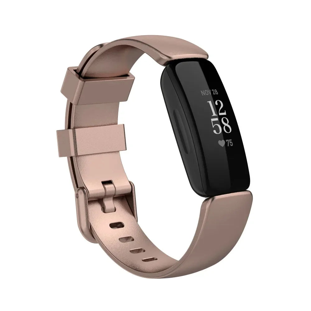 Fitbit Inspire 1/2/HR Classic Silicone Buckle Band - Metallic rose gold band