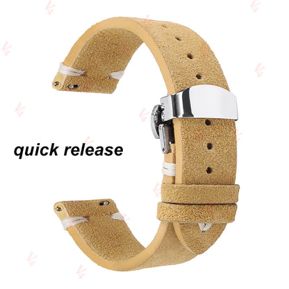 Garmin Suede Butterfly Clasp Band in Khaki, White Stitching