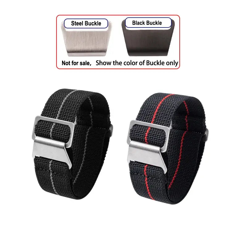 Amazfit Elastic Nylon Parachute Watch Band - Clasp finish reference and striped bands