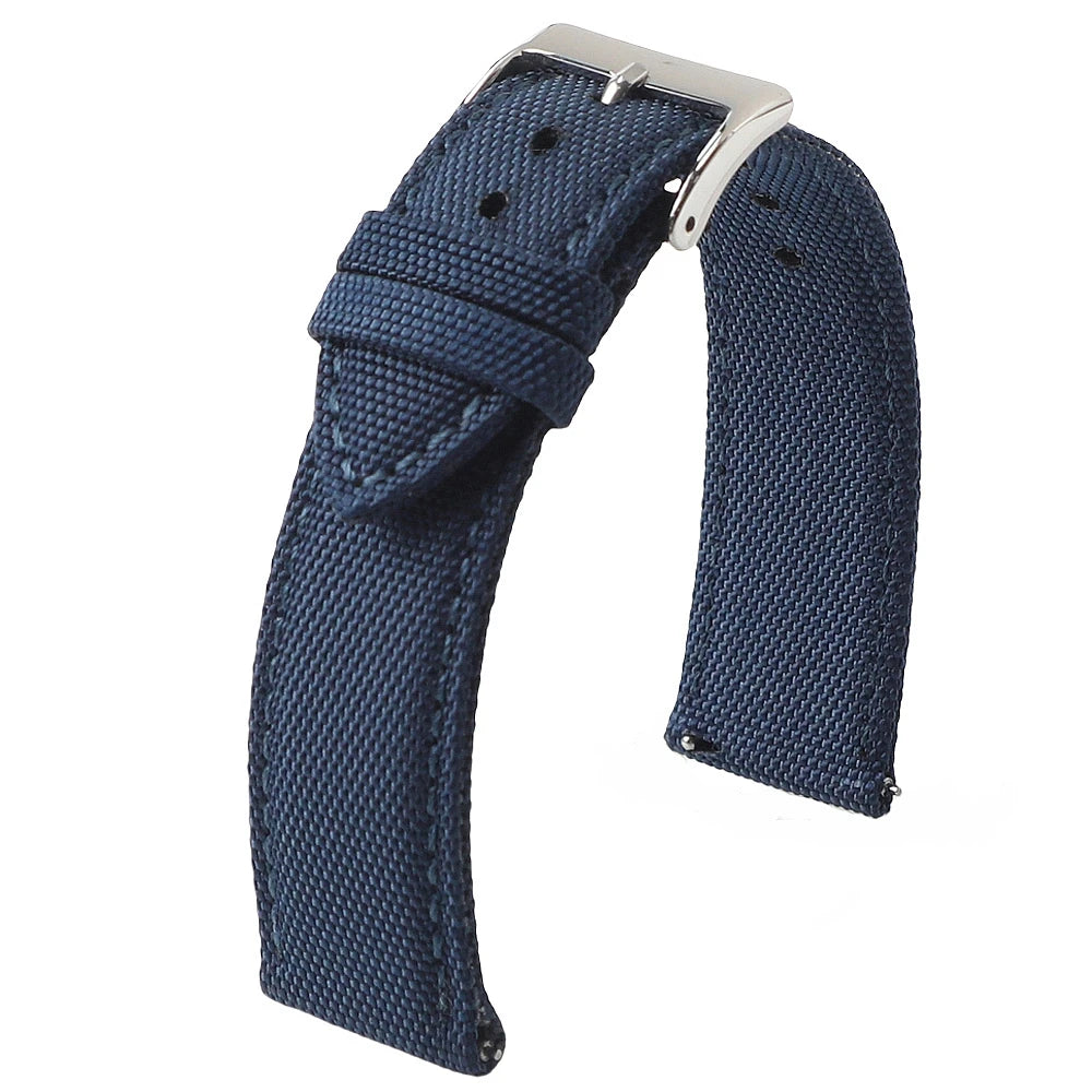 Polar Sailcloth Nylon Watch Band with Pin Buckle — Navy Blue