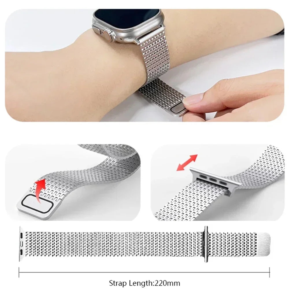 Loop adjustment steps and strap dimensions for Apple Watch