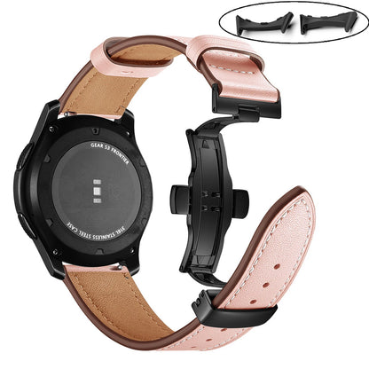 Pink - Black Clasp Google Pixel Watch 5, 4 and 3 45mm Leather Band, Butterfly Clasp