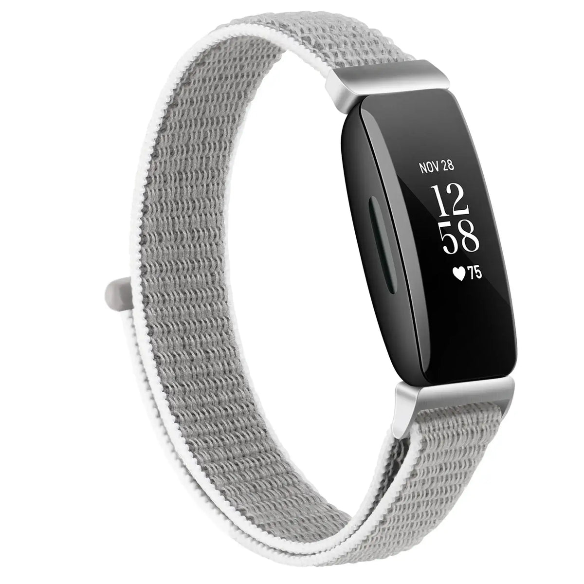 Fitbit Inspire 1/2/HR Nylon Hook-and-Loop Band - Light Gray