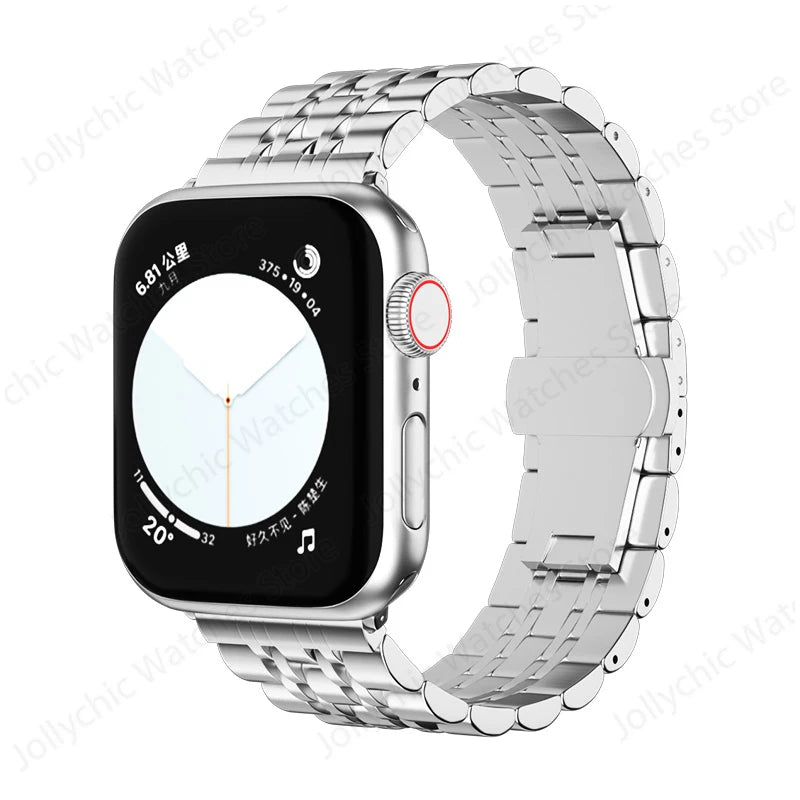 Multi-Row Stainless Steel Apple Watch Bracelet Band in Silver - Band Only