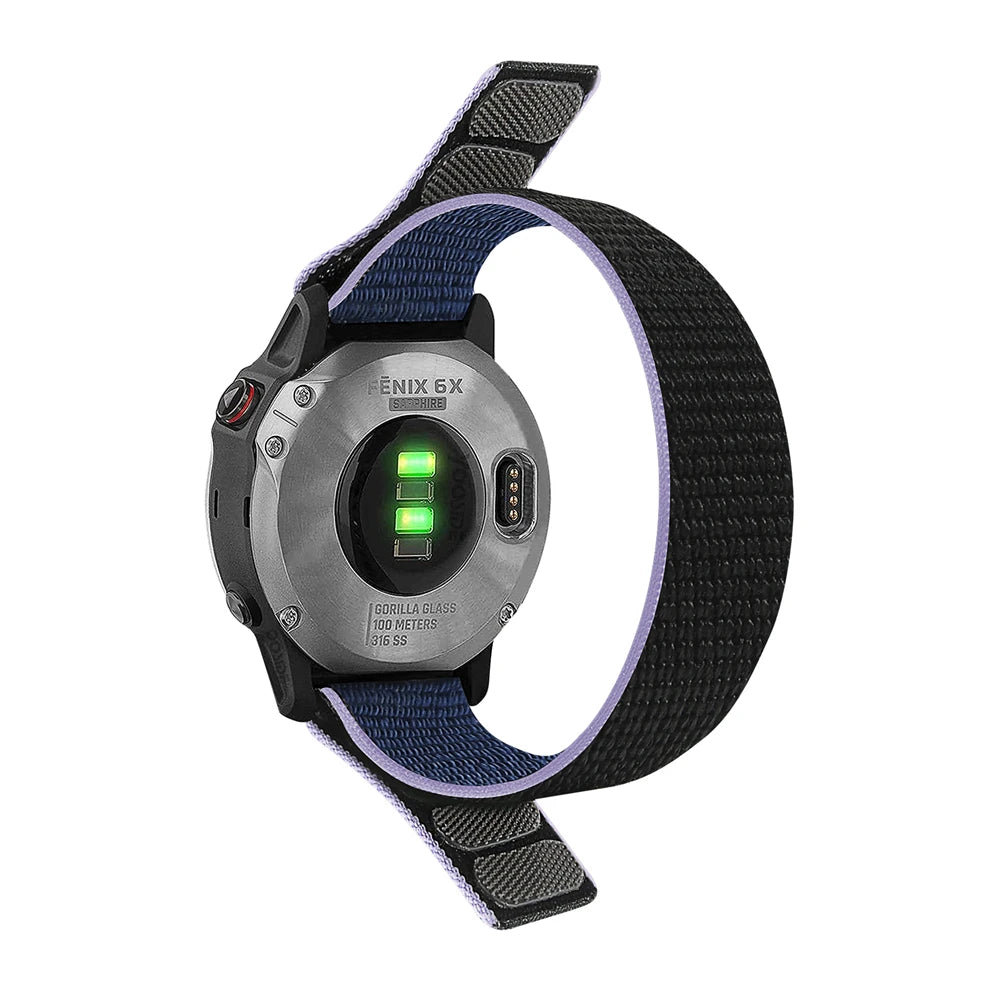 Midnight Blue Garmin QuickFit 22/26mm Soft Nylon Hook-and-Loop Sport Band