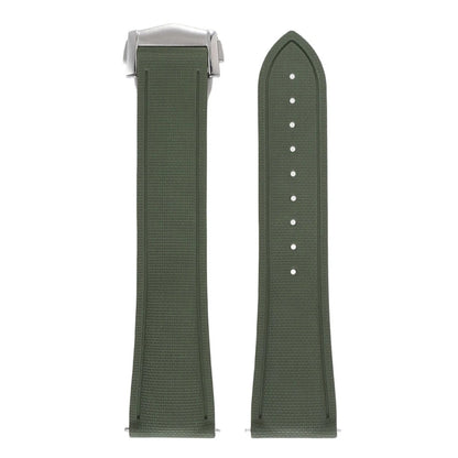 Garmin Sailcloth-Texture FKM Rubber Band in Green with Silver Clasp