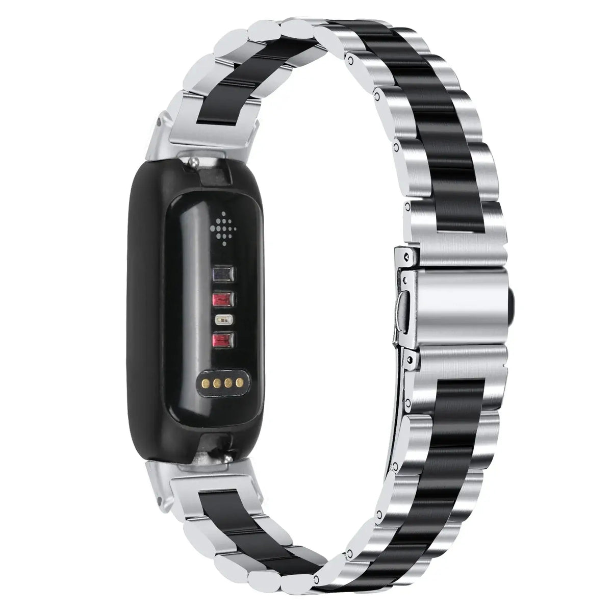 Fitbit Inspire 3 Stainless Steel Three-Link Band - Silver / Black