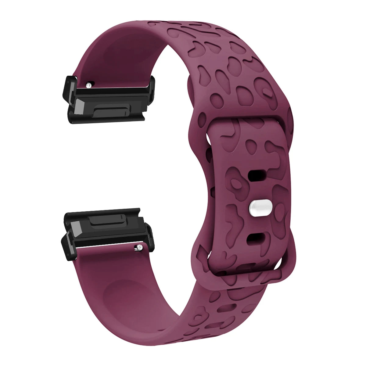 Wine Red Garmin QuickFit 22/26mm Embossed Silicone Band with Tuck Closure