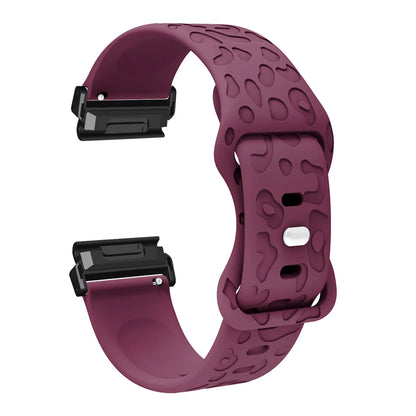Wine Red Garmin QuickFit 22/26mm Embossed Silicone Band with Tuck Closure