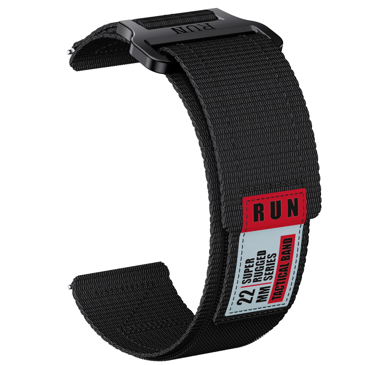 COROS Nylon Hook-and-Loop Band with Label Detail – Black / Red Label