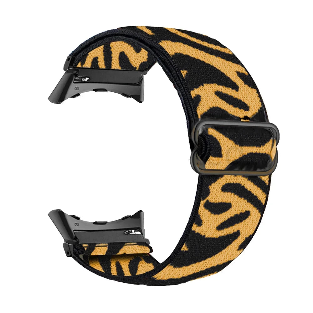 Yellow Zebra Google Pixel Watch 5, 4 and 3 41mm Elastic Nylon Band, 31 Patterns