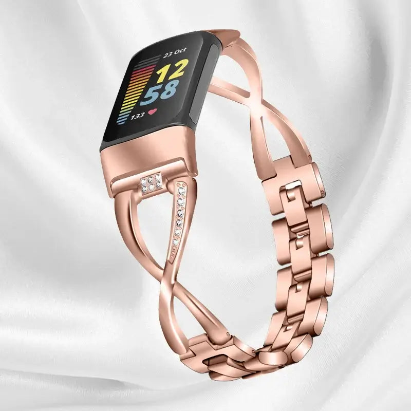 Fitbit Charge 5 & 6 Infinity-Style Steel Bracelet in Rose Gold