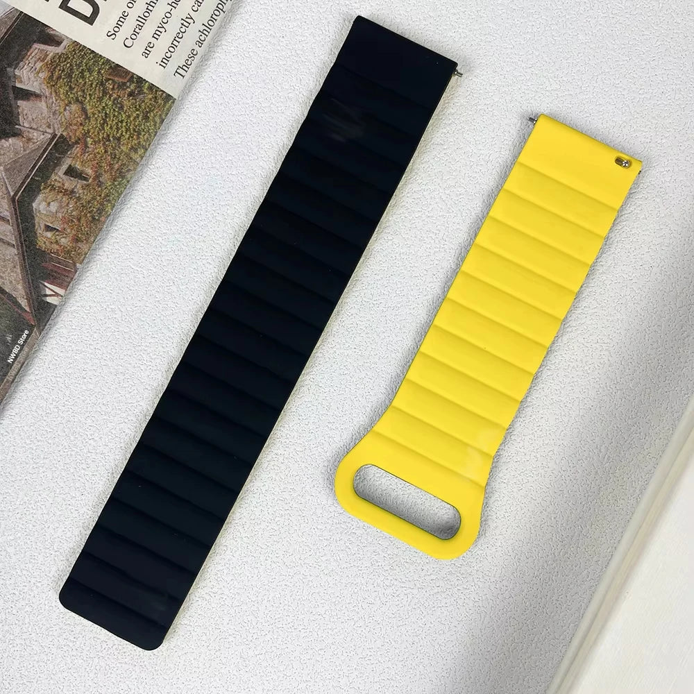 Motorola Moto Ribbed Magnetic Silicone Loop Band – black and yellow strap sections