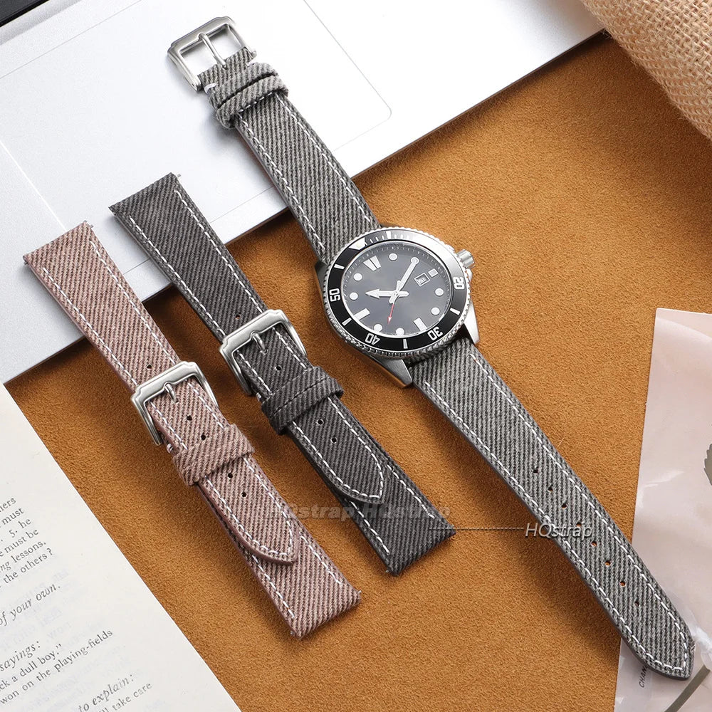 Garmin Denim Band in gray on a watch