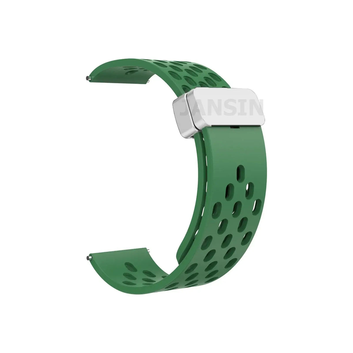 Amazfit Perforated Silicone Band with Magnetic Clasp - Green / Silver Clasp