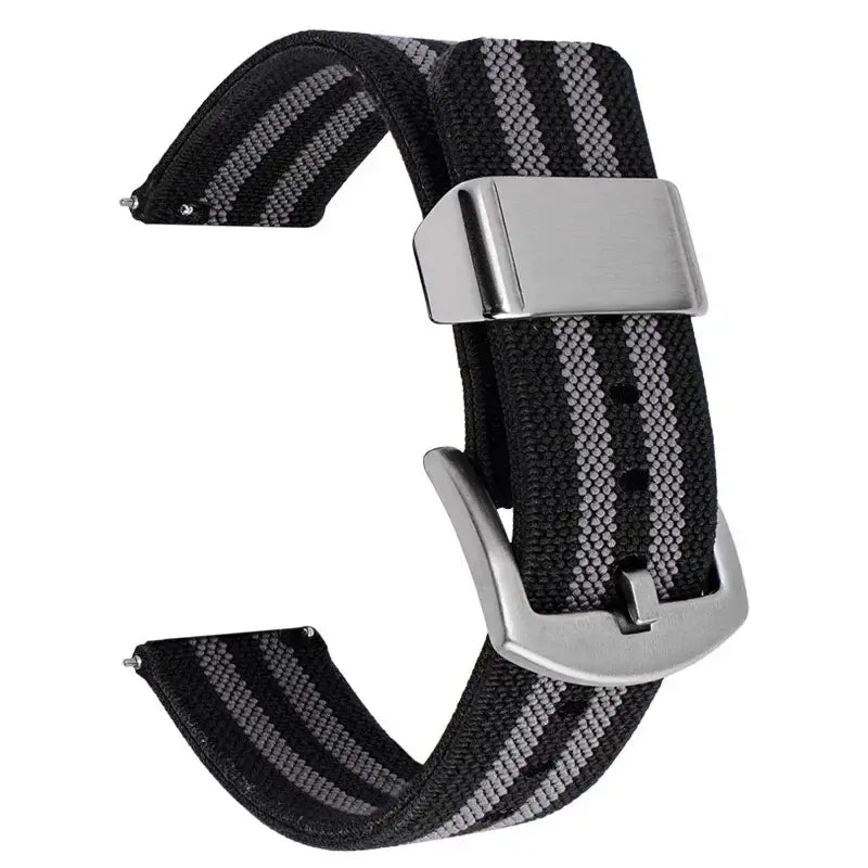 TicWatch Nylon Band with Wide Metal Keeper - Black / Gray Stripes